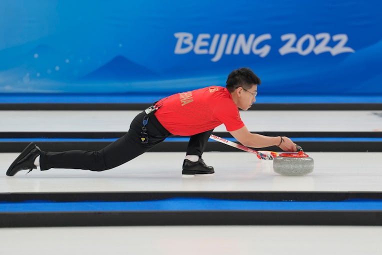 BEIJING, CHINA - FEBRUARY 03: Zhi Ling of Team China competes against Team Sweden during the Curling...