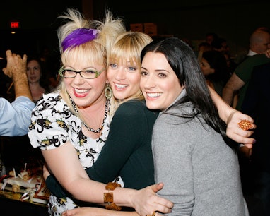 LOS ANGELES, CA - OCTOBER 19:  (L-R) Kirsten Vangsness, A.J. Cook and Paget Brewster attend the 100t...