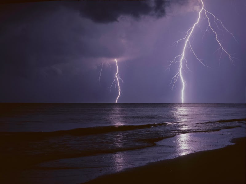 Gulf of Mexico lightning storm off shore from the beach.