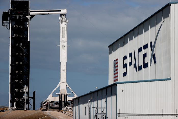 CAPE CANAVERAL, FLORIDA - NOVEMBER 09:  The SpaceX Falcon 9 rocket and Crew Dragon capsule on launch...