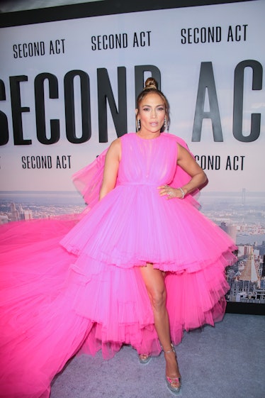 Jennifer Lopez wearing gown by Giambattista Valli attends premiere of 'Second Act' 