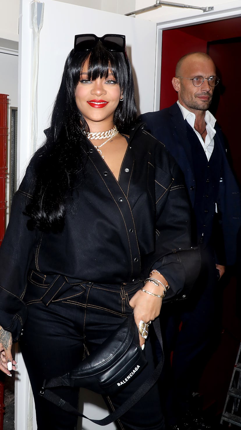 PARIS, FRANCE - SEPTEMBER 26:   Rihanna arrives at the 'Fenty' after party on September 26, 2019 in ...