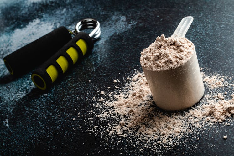 Scoop of whey protein 
