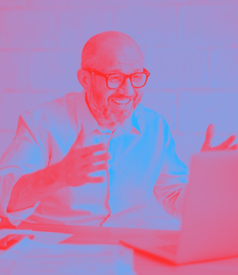 mature adult man working from office