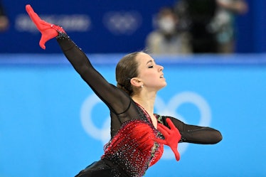 Russia's Kamila Valieva competes in the women's single skating free skating of the figure skating te...