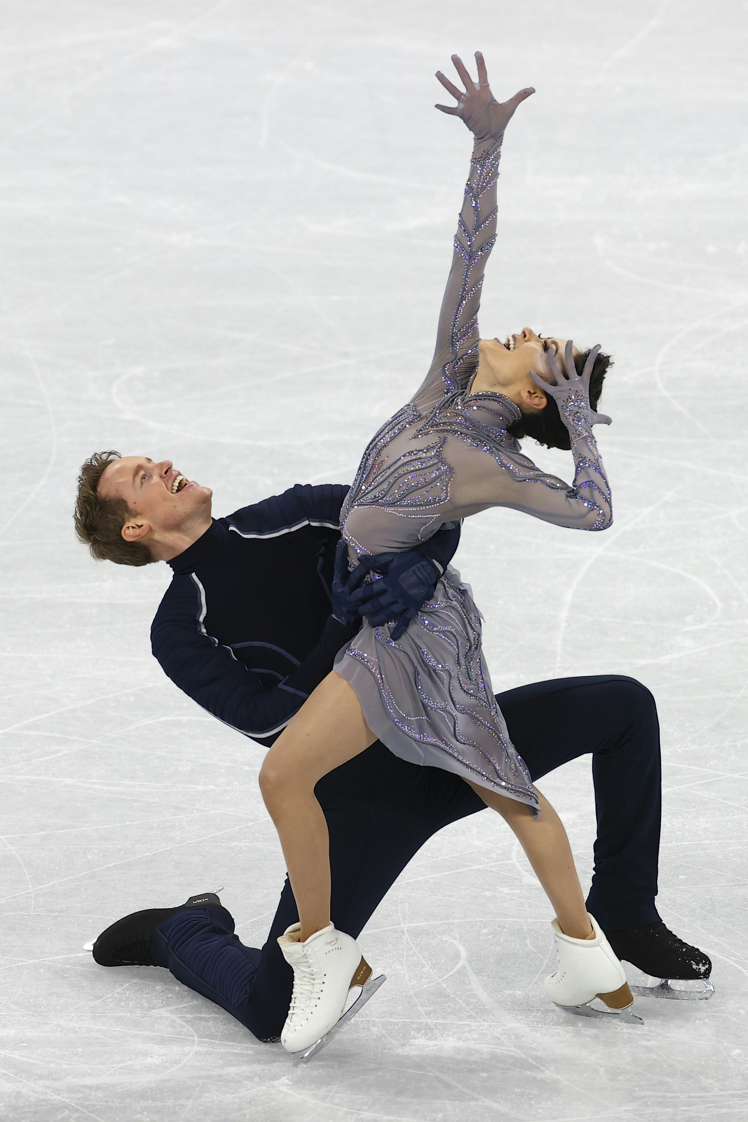 BEIJING, CHINA - FEBRUARY 07: Madison Chock and Evan Bates of US perform during the Ice Dance Free D...