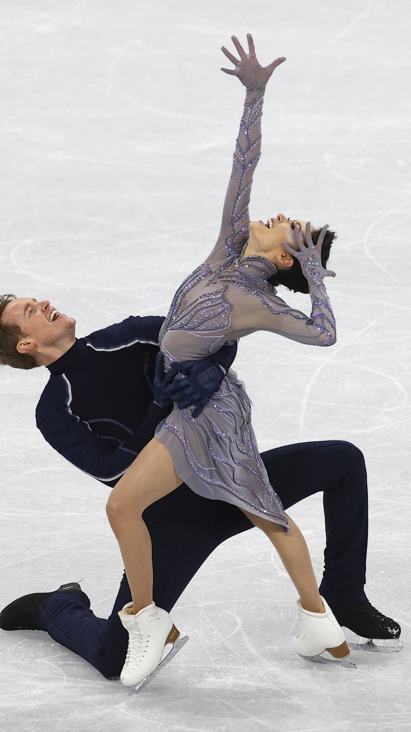 BEIJING, CHINA - FEBRUARY 07: Madison Chock and Evan Bates of US perform during the Ice Dance Free D...
