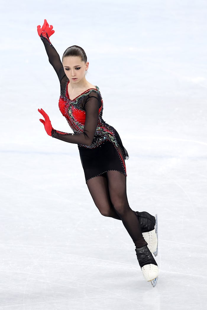 BEIJING, CHINA - FEBRUARY 07: Kamila Valieva of Team ROC skates during the Women Single Skating Free...