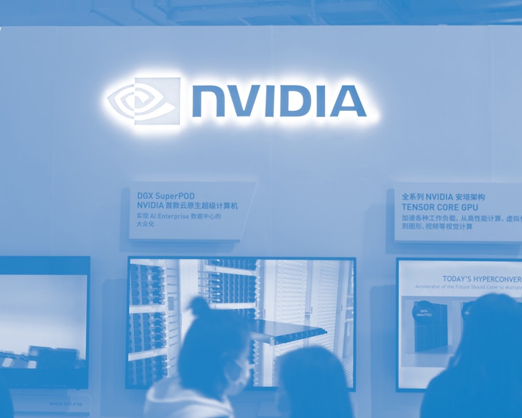 HANGZHOU, CHINA - OCTOBER 20, 2021 - Photo taken on Oct. 20, 2021 shows the booth of Nvidia at the 2...