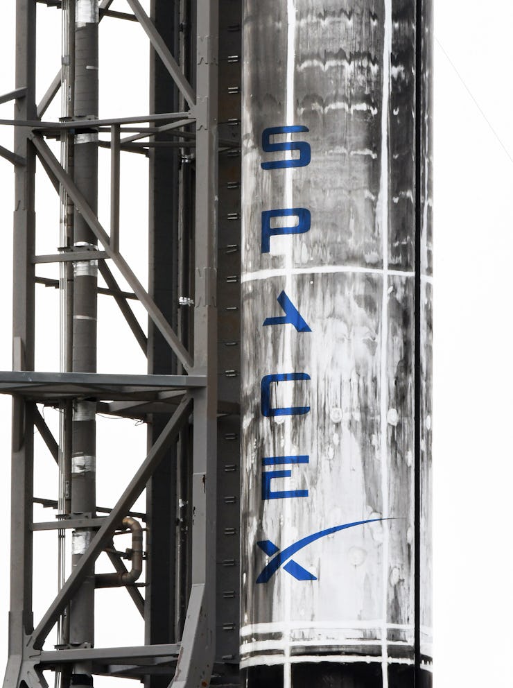 CAPE CANAVERAL, FLORIDA, UNITED STATES - 2022/01/27: A SpaceX Falcon 9 rocket stands ready for launc...