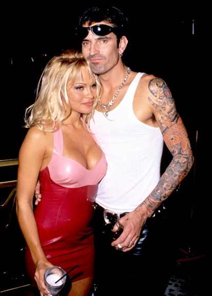 Pamela Anderson and Tommy Lee during Hard Rock Hotel & Casino Las Vegas Grand Opening Party Hosted b...