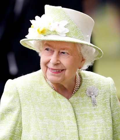 Queen Elizabeth II wearing a scallop shell brooch which belonged to her mother in 2019.