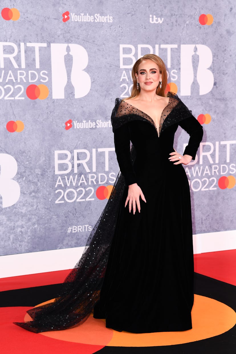 LONDON, ENGLAND - FEBRUARY 08: (EDITORIAL USE ONLY) Adele attends The BRIT Awards 2022 at The O2 Are...