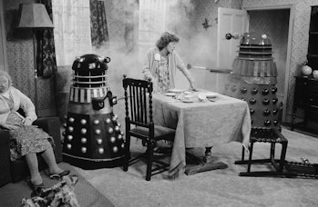 A scene with Daleks from series 'Q6' of the BBC television show 'Q...', October 4th 1975. (Photo by ...