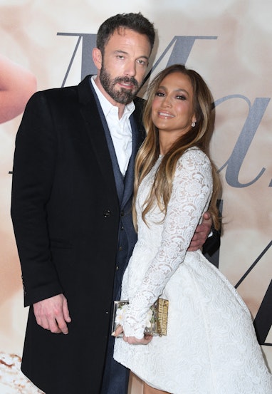 LOS ANGELES, CALIFORNIA - FEBRUARY 08: Ben Affleck and Jennifer Lopez 
 arrive at the Los Angeles Sp...