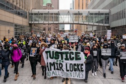 MINNEAPOLIS, MN - FEBRUARY 05: A racial justice march for Amir Locke moves through downtown on Febru...