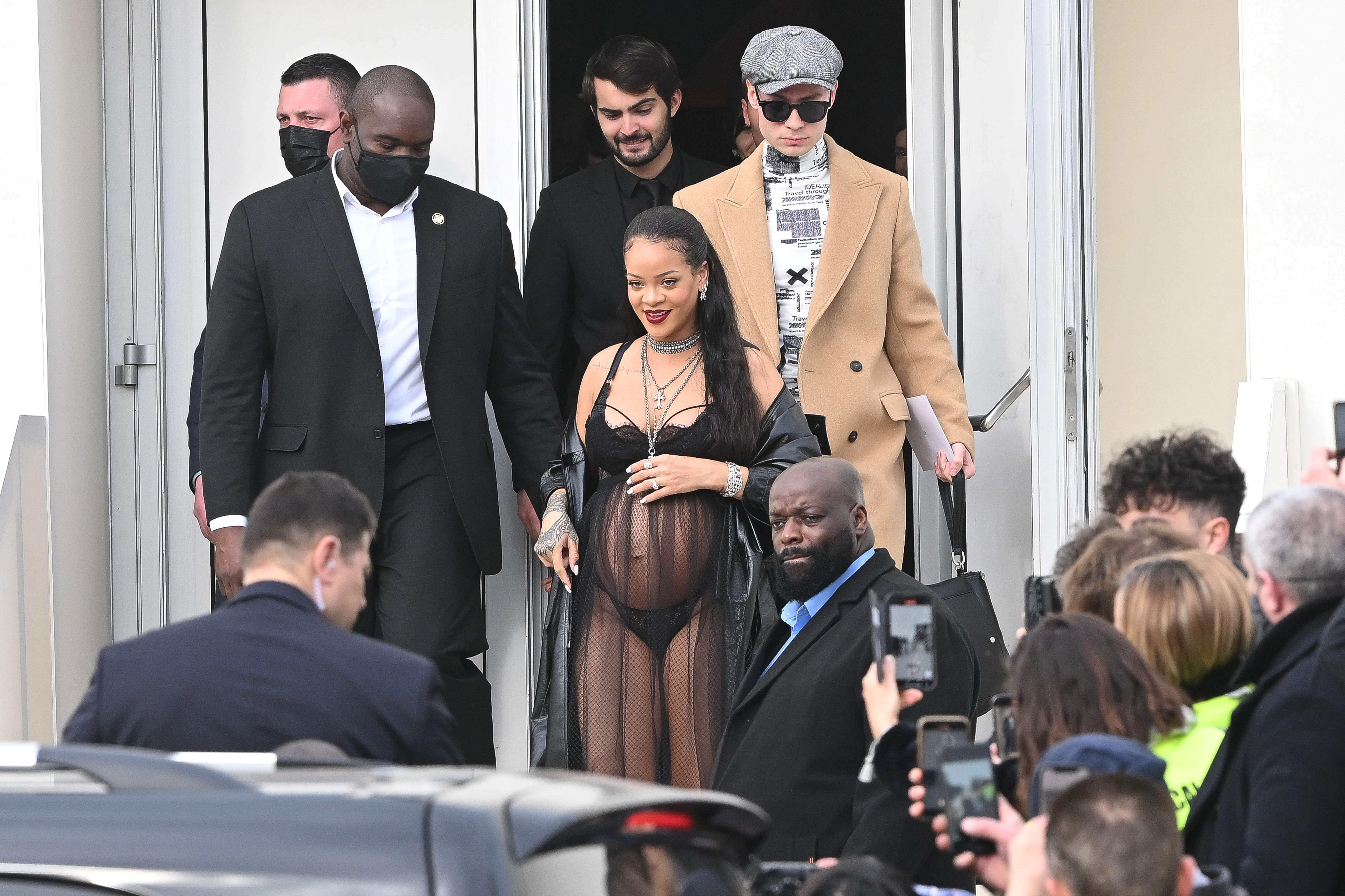 rihanna black sheer dress See Rihanna's Oscars 2022 afterparty dress from every angle