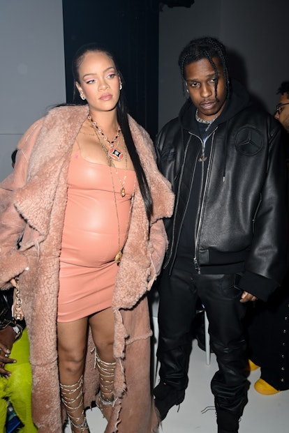 Rihanna and ASAP Rocky attend the Off-White Womenswear Fall/Winter 2022/2023 show as part of Paris F...