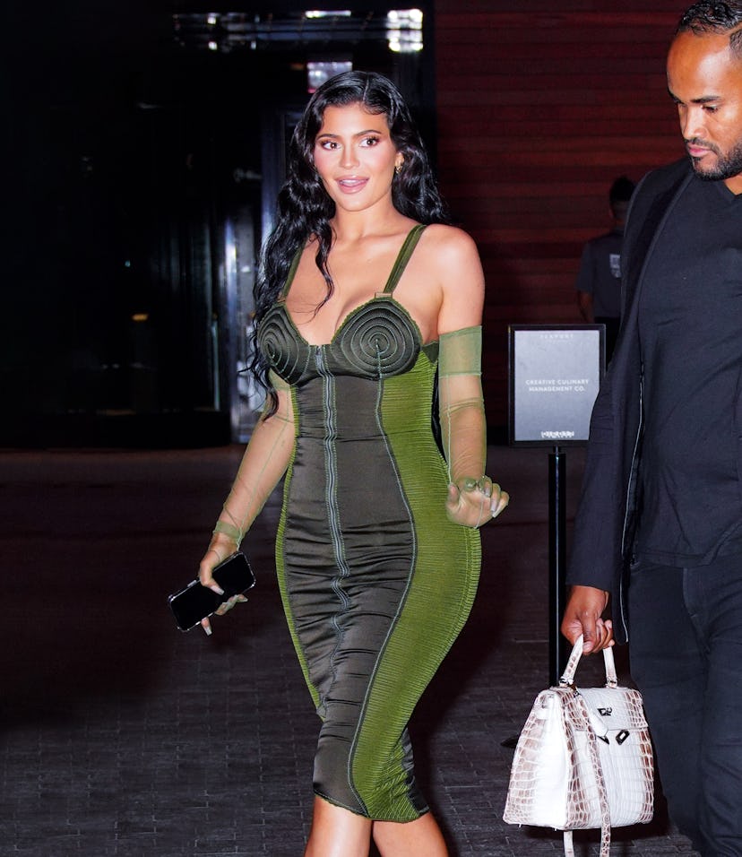 NEW YORK, NEW YORK - JUNE 15: Kylie Jenner departs the 2021 Parsons Award event on June 15, 2021 in ...