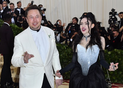 Elon Musk and Grimes arrive for the 2018 Met Gala on May 7, 2018, at the Metropolitan Museum of Art ...