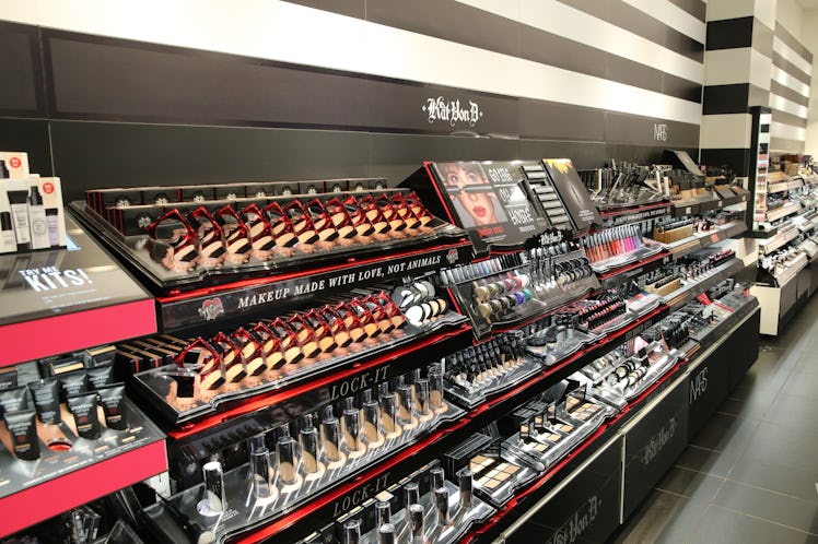 Shelves inside a Sephora store. 