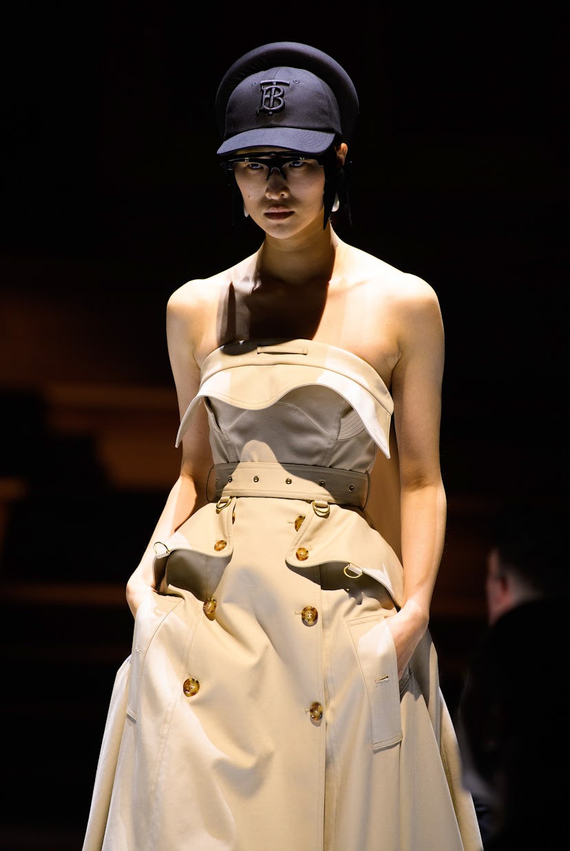 LONDON, ENGLAND - MARCH 11: A model walks the runway during the Burberry A/W 2023 Womenswear Collect...