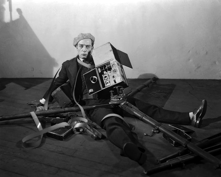 CULVER CITY, CA - 1928:  Actor and director Buster Keaton poses for a portrait on the set of his MGM...