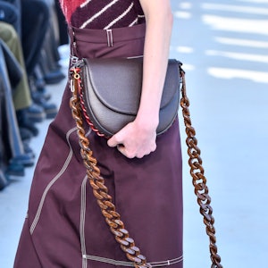 PARIS, FRANCE - MARCH 07: A model walks the runway during the Stella McCartney Womenswear Fall/Winte...