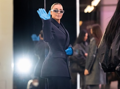 MILAN, ITALY - FEBRUARY 24: Kim Kardashian is seen during the Milan Fashion Week Fall/Winter 2022/20...