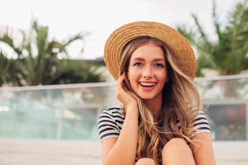 Portrait of a woman walking on the beach