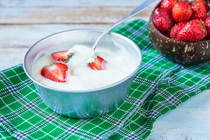 Yogurt, strawberry fruit for health