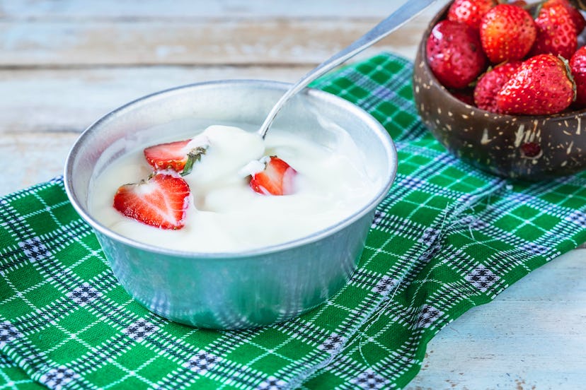 Yogurt, strawberry fruit for health