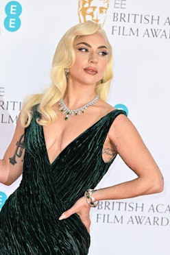 LONDON, ENGLAND - MARCH 13: Lady Gaga attends the EE British Academy Film Awards 2022 at Royal Alber...