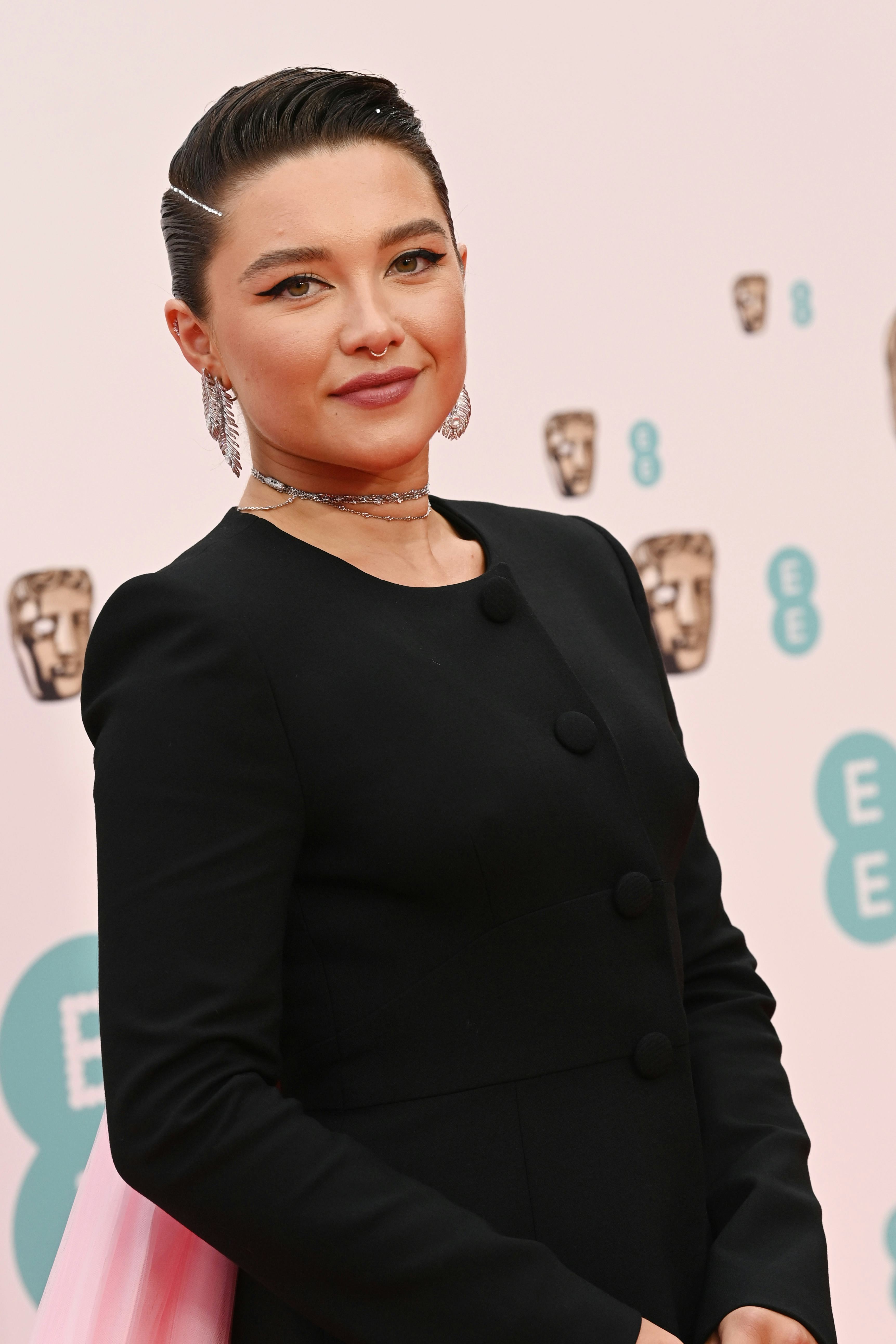 LONDON, ENGLAND - MARCH 13:  Florence Pugh attends the EE British Academy Film Awards 2022 at Royal ...