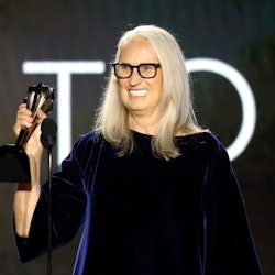 Jane Campion accepts the Best Director award for ‘The Power of the Dog.' (Photo by Frazer Harrison/G...