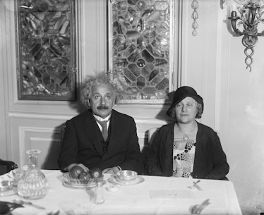 (Original Caption) 12/21/1936-Mrs. Albert Einstein, wife of the German scientist who now is a profes...