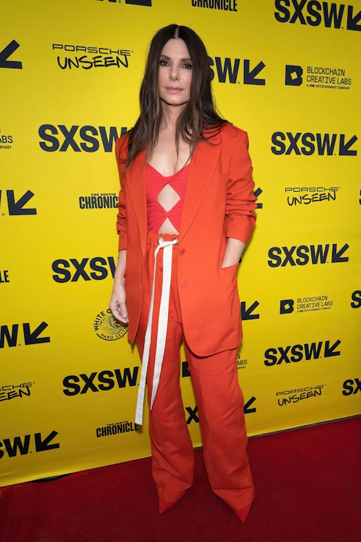 Sandra Bullock wearing a cutout bodysuit at the 2022 SXSW Conference and Festivals. 