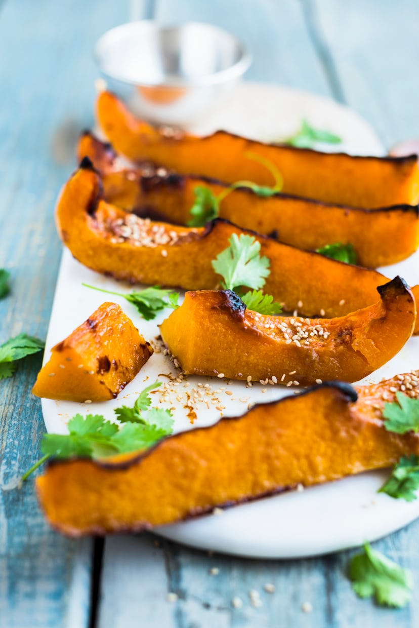 Oven baked pumpkin wedges with miso paste