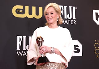 LOS ANGELES, CALIFORNIA - MARCH 13: Jean Smart poses in the press room with her award for Best Actre...