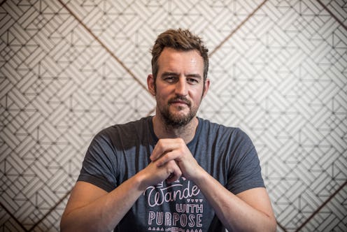Miguel McKelvey, co-founder and chief creative officer of WeWork Inc., reacts during an interview on...