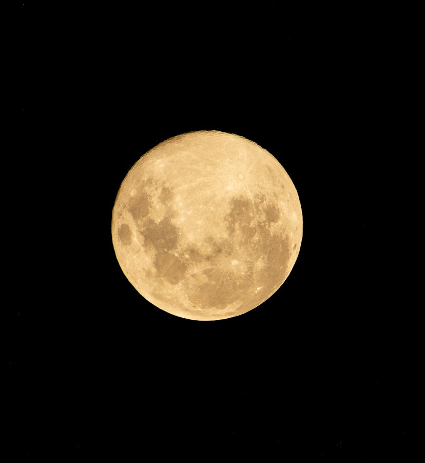 Australia, Melbourne - 21st March 2019 - The Super Worm Moon illuminated in a clear night sky.