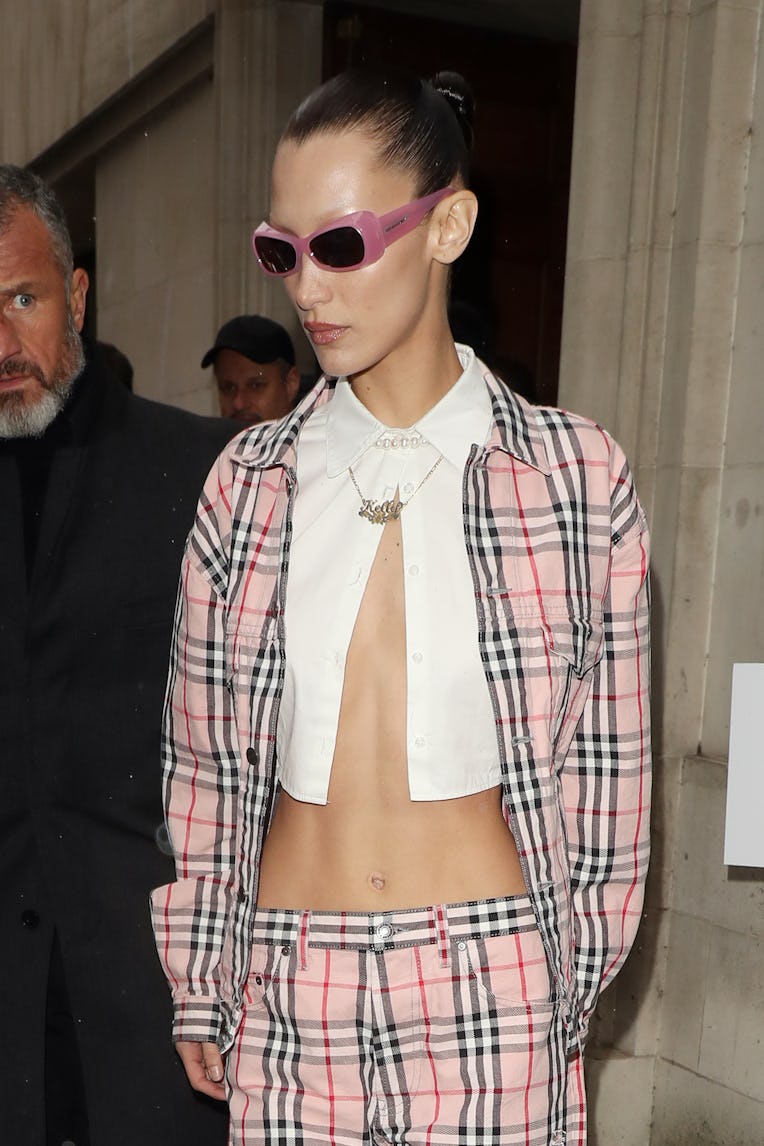 LONDON, ENGLAND - MARCH 11: Bella Hadid departing Central Hall Westminster after walking the Burberr...