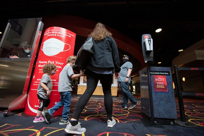 DENVER, COLORADO - AUGUST 20: Movie goers enter the AMC Highlands Ranch 24 on August 20, 2020 in Hig...