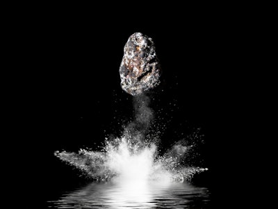 Simulation of the fall of a meteorite.