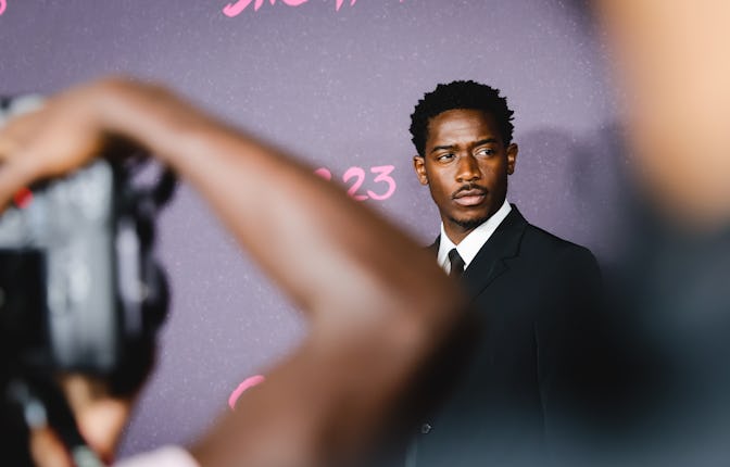 LOS ANGELES, CALIFORNIA - FEBRUARY 17: Damson Idris attends FX's "Snowfall" season 5 premiere at Gra...