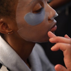 NEW YORK, NEW YORK - SEPTEMBER 08: Model prepares backstage at 111SKIN At Jonathan Cohen on Septembe...