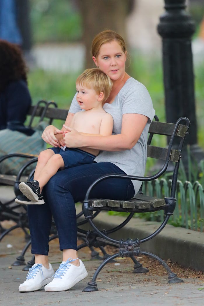NEW YORK, NY - APRIL 28:  Amy Schumer is seen with her son Gene David Fischer while on break from fi...