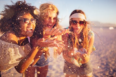 Friends on a beach for spring break use quotes on spring break for a spring break slogan.