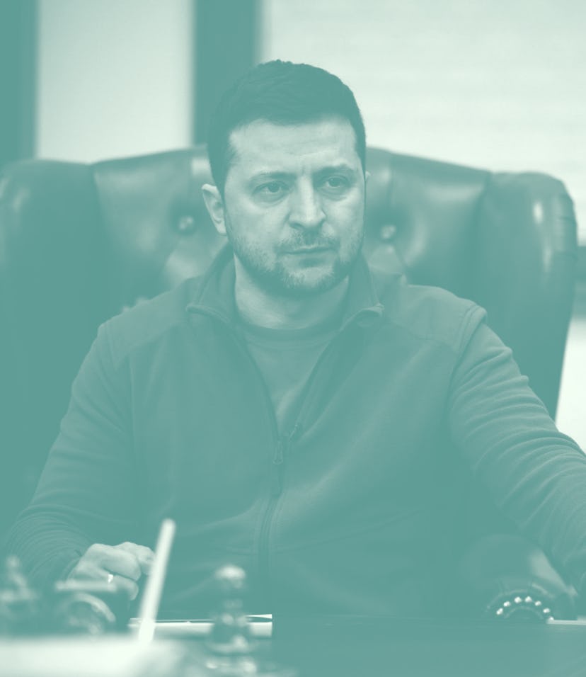 KYIV, UKRAINE - MARCH 11, 2022 - President of Ukraine Volodymyr Zelenskyy is pictured during his reg...