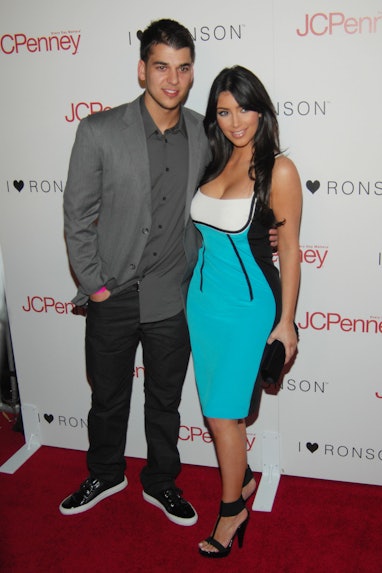 HOLLYWOOD, CA - APRIL 3: Rob Kardashian and Kim Kardashian attend JCPenney and Charlotte Ronson Part...